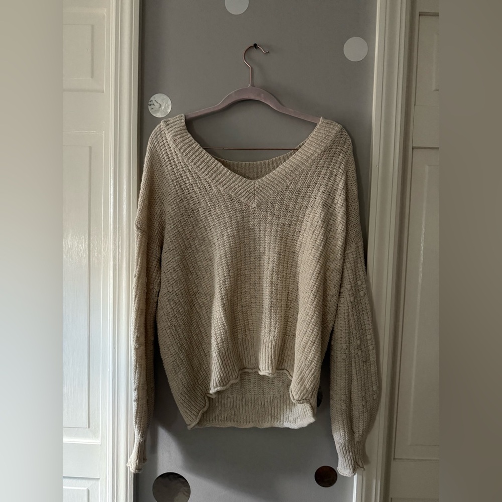 Lush Cream V-Neck Sweater